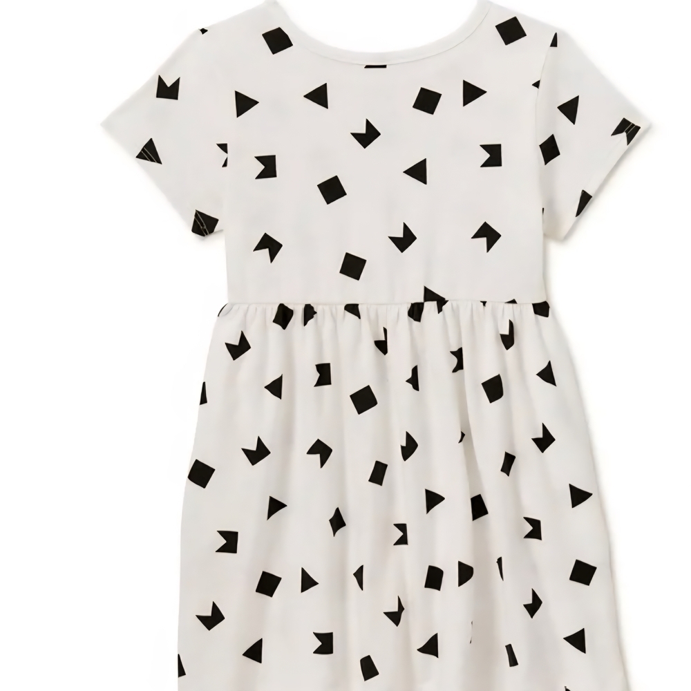 Wonder Nation Black and White A-Line Dress Short Sleeve Casual